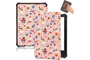Fancity Etui kompatybilne z Kindle Paperwhite (12. generacja 2024) i Kindle Colorsoft Signature Edition, skóra PU, miękkie etui TPU z paskiem na rękę, inteligentny sen/budzenie się, Cat Circus