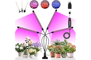 ANPSSSEN Lámpara para plantas de interior de 4 cabezales, luz de espectro completo para plantas, luz de cultivo interior con temporizador de 3/9/12h, 3 modos de iluminación para plántulas
