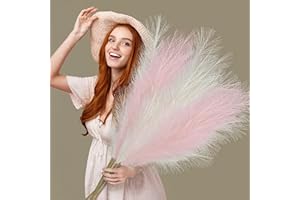 HYWEAN HOMD 5pcs Pampas Grass Artificial, 37.5inch/96cm, Faux Pampas Grass Plant Natural and Fluffy, Pampas Grass Large for Living Room, Home, Floor Vase, Wedding, Boho Decor.(Mix Colors)