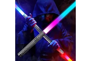 WEIRTOYA 76CM Laserschwert Kinder mit Metallgriff, 2 Stück Lichtschwert mit Farblichteffekten, Duell Schwerter für Sounds, USB-C Lade Laser Schwert für Kind und Erwachsene