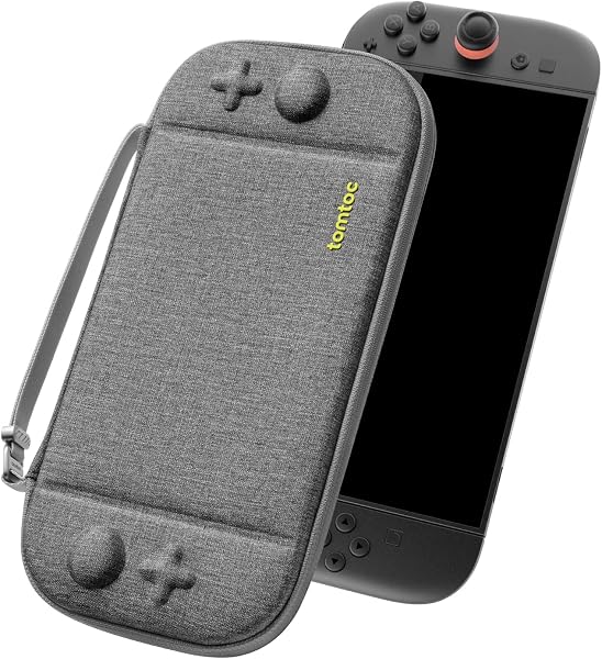 tomtoc Slim Carrying Case for Nintendo Switch 2 Model 2025, Protective Hard Shell with Original Patent and Military Grade Protection, Odorless Felt Portable Travel Storage Case with 12 Game Card Slots - 1