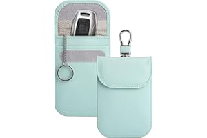 Teskyer 2-pak Faraday etui na kluczyki samochodowe, bezkluczykowy woreczek blokujący sygnał kluczyka samochodowego, etui na klucze RFID, zielony (Aqua Green)