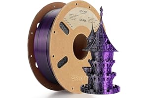 ERYONE Jedwabny dwukolorowy filament PLA, drukarka 3D, 1,75 mm, -0,03 mm, filament współwytłaczany, PLA, błyszczący filament, 1 kg, jedwabny czarny, fioletowy