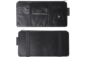 KYSUN Car Sun Visor Storage Bag, Car Sun Visor Organizer with Cards Glasses Holder, Sun Visor Organizer Pocket Car for Card Mobile Phone Pen Sunglass, Black