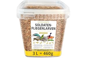 MEERBACH & ROSE Soldatenfliegenlarven getrocknet 460g (entspricht 3 Litern), Black Soldier Flys, Vogelfutter, Igelfutter mit Insekten, Fischfutter, proteinreicher Snack für Reptilien und Schildkröten