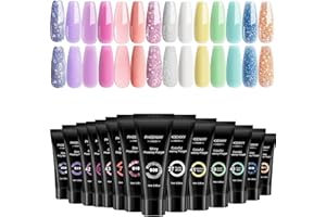 ‎PHOENIXY Poly Nagelgel Kit, phoenixy 14 Farbe 15ml Poly Nagelverlängerungsgel Nude Rosa Blau Builder Nagelgel Kit Geschenk-Set für Frauen