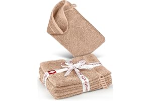 ‎DECOHOMETEXTIL HEIMTEXTILMANUFAKTUR DecoHomeTextil Handtuch-Set 6 Waschlappen 15 x 21 cm in Beige aus 100% Baumwolle, hochwertig, kuschelweich und saugstark