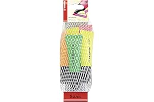 STABILO Pack de 5 surligneurs BOSS NEON assortis, pointe biseautée, encore à base d'eau