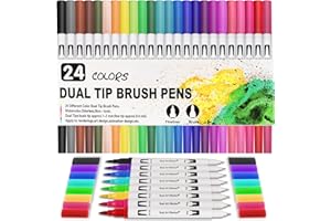 FUNNASTING 24 Pennarelli con Doppia Punta, Punta Brush Penne Acquarelli Pennarelli Artistici per Bullet Journal Penne Colorate Penne Fineliner Pennarelli da Disegno Acquerello