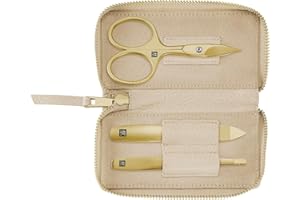 ZWILLING BEAUTY ZWILLING Set manicure (3 pezzi, custodia in vera pelle, set da viaggio, con forbici per unghie combinate), premium, Gold Edition