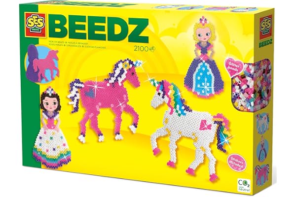 SES Creative | Kit Perles à Repasser Licorne et Princesse | Activité Manuelle Fille 5 Ans+ | Plaque Princesse + Cheval | Jouet Créatif Enfant | Idée Cadeau Bricolage Féerique