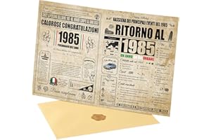joyoldelf Biglietto Auguri Compleanno 40 Anni - Personalizzata Idea Regalo Compleanno Originale per Uomo e Donne, Biglietti di Auguri Vintage con Busta per Mamma, Papà, Amico, Famiglia,Nonno(1985)