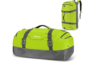 Ubon Bolsa de Viaje Hombres Mujeres Bolsa Grande de Mano con Compartimento Espacial Ventilado Fin de Semana Equipaje para Senderismo Deporte Camping Playa y Gimnasio Naranja Verde Fluorescente 80L