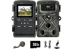 YOVOCA Fototrappola Fotocamera Caccia, 120° Fototrappole Infrarossi Invisibili con Scheda 32GB, 58MP 2,7K Foto Trappola di Sorveglianza con LCD 2.0" per Animali Movimento Attivato Visione Notturna