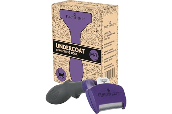 FURMINATOR Outil de Toilettage pour Chat à Poils Courts de moyenne à grande Taille – Brosse anti-mue M/L à manche ergonomique - Elimine 90% des poils morts - Nettoyage en 1 clic - Emballage recyclable