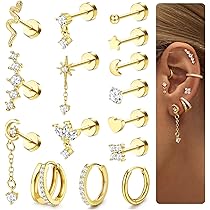 Boucles D'oreilles Elise Et Moi Boucles D'oreilles En Or 14K - Anneaux Hypoallergéniques - Pour Femmes Et Adolescentes Boucle D Oreille Acier Inoxydable
