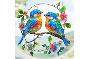 BSITSSS Attrape Soleil Oiseaux, Sun Catcher Acrylique Robin avec Chaîne, Suncatcher Oiseau Decoration Attrape-Soleil pour Fenêtres Jardin Extérieur Décorer