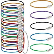 Lot De 50 Anneaux Porte-clés Multicolores En Acier Inoxydable - Longueur Réglable, Avec Grand Anneau Nylon | Pour Clés, Lampes, étiquettes Bagage