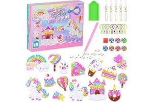 Hovetne Unicorn Diamond Painting Kits, 5D DIY Diamond Art Kits Childrens Diamond Art Keyring Kits, 15 Decorative Gem Keychains Pendant Kits Arts and Crafts for Kids Adults Boys Girls