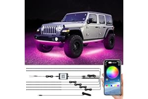 LIGHEID Exterior Car Underglow LED Strip Lights, Universal RGB Neon Accent Lights with Music Mode, Multicolor Waterproof Underbody Led Strip Lights Kit (RGB-2x59inch+4x20inch)