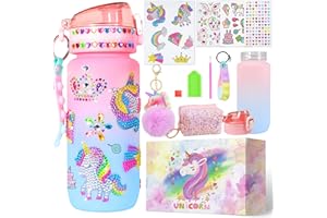 FIRITHYC Einhorn Geschenke für Mädchen Dekorieren Sie Ihre eigene Wasserflasche Kits, Gem Diamond Painting Handwerk Geschenke Spielzeug für Mädchen Geburtstag