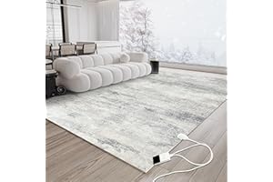 NujorWarm Graphen Elektrischer Heizteppich Weicher Plüsch Beheizbare Teppich Beheizter Fußmatte für Büro Raumheizung Bodenheizung Matte mit Timer Schnelle Heizung Heated Rug 220V 195 * 290cm MY01