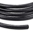 YCLYC Wire Loom Tubing 1/4-10ft 3/8”-10ft 1/2”-10ft, Split Loom Cord Protectors, Flexible Wire Conduit Automotive, Black