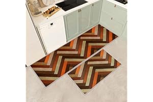 JEFFEL Kitchen Mat Sets Non slip Washable, Kitchen Rugs Runner Set of 2 Anti Fatigue Kitchen Floor Mat for Home Decoration Office Standing Desk (I, 150L x 43W x 0.2Th cm)