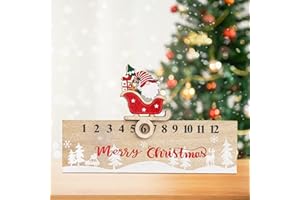 Hianjoo Calendrier de l'Avent de Noël 2023, 24 Jours de compte à Rebours de Noël, Calendrier de Bureau de Noël, Ornements en Bois du Père Noël pour Décoration de Noël, Maison, Bureau