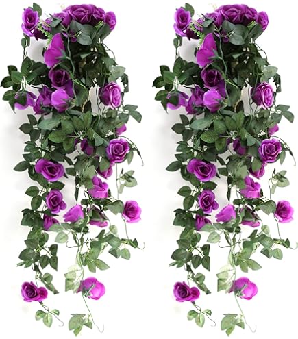 HUAESIN 2 stuks kunsthangplanten, lange Perzische varen, kunstplanten, hangende plastic planten, kunstplanten, klimop, grote groene planten voor binnen en buiten, balkon, muur, pot, tuindecoratie, 115