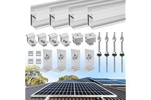 Therlan Solarmodul Halterung Set Für 2 Module, Geeignet Für Farbige Stahlziegeldächer, Blechdach, 200MM Alu Solar Halterung Anwendbar Solarmodule Dick 30-45mm, Verstellbar Solarpanel Halterung Set