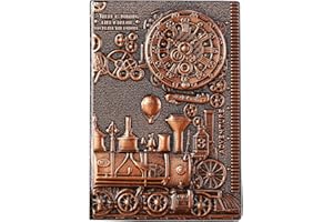 YHH A5 Taccuino Vintage a righe, Diario di Viaggio in pelle vegan, Quaderno Appunti Copertina Rigida Fatto a mano, Cahier Jounal Notebook Regalo Natale per Uomo Donna Bambini, 3D Treno tempo