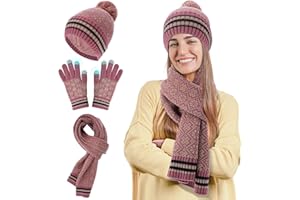 YIROCHAN 3 Piece Hat Scarf and Glove Set for Women, Plush Knitting Hat Glove Scarf for Girls Ladies Outdoor Wearing to Keep Warm in Cold Weather