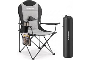 Homecall Campingstol, hopfällbar 150 kg, lastbar, campingstol, hög rygg, 108 cm med ländryggsstöd, vadderad fällstol, camping