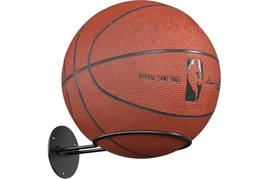jockcaras Ball Display Holder Wall Mount: Black Storage Rack for Basketball, Rugby, Soccer, Football, Baseball Room Decor - Boys Sports Accessories Organizer