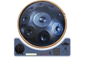 Amkoskr Handpan de 45,7 cm pour adultes, instrument Hand pan en Ré mineur Kurd de qualité supérieure avec 9 notes accordées avec précision, Handpan 432 Hz pour débutants