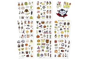 Fyvadio Autocollants d'Halloween, 290pcs Autocollants d'Halloween pour les enfants, Autocollants en vrac pour les enfants Petits autocollants mignons pour les sacs de friandises, sacs de goodies