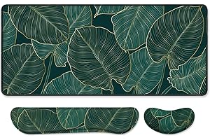 Auhoahsil Großes Mauspad mit Handgelenkstütze 3er Set, Memory Foam Tastatur Handgelenkauflage + XXL Erweitertes Gaming Mauspad + Maus Handgelenkpolster, Ergonomisches Schreibtischunterlage für Frauen