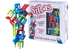 Falomir - Juego de Mesa Sillas, Prueba de Habilidad y Psicomotricidad Fina, 2 Jugadores, 33 Piezas Coloridas de Metal, Multicolor