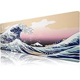 Klasse Pro - 10 Farklı Model Dikişli Kenar 90x40 cm Oyuncu Gaming Mouse Pad (Japon Dalgası, 90x40 cm)