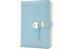 Lirener Cuaderno de Diario Secreto con Cerradura y Llave en Forma de Corazón, A5 Cuaderno de Cuero para Niñas con Candado de Corazón, Diario de Viaje con Cerradura, Regalo para niñas, 145x210mm