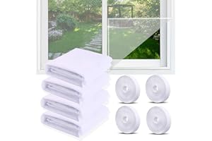 ZZRSYJ 4 Pcs Moustiquaire Fenêtre Écran, 150x130cm Moustiquaire Fenetre, Insect Filet Moustiquaire avec 4 rouleaux de bandes autocollantes, Découpabl Anti-Mouche Moustiques Toile Moustiquaire (Blanc+)