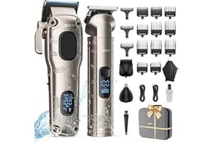 Vgrpro Tagliacapelli uomo professionale, Tagliacapelli Senza Fili per Macchinetta per Capelli,set di Capelli Trimmer e Taglia capelli uomo elettrico Con confezione (Argento)