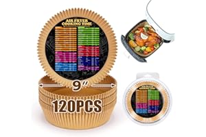 COLOZEE Air Fryer Liners for Ninja 3.8L AF100UK, 9 Inch Air Fryer Parchment Paper Liners Round, Oil-Proof, Water-Proof, Food Grade Baking Paper for Air Fryer Roasting Microwave Oven