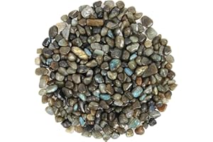 Orientrea 1.1lb Natural Crushed Labradorite Crystal Tumbled Chips-Moonstone Labradorite Healing Crystals Chips Bulk, Crushed Crystal Gemstone for Crafts, Beautiful Package for Gift
