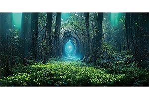 MIRRORANG 76x46cm Fond de forêt Magique Arbres Grotte Plante Verte Aquarium Terrarium Fond