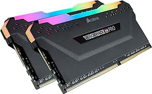 Corsair CMW16GX4M2C3200C16 Vengeance RGB PRO 16 GB (2 x 8 GB) DDR4 3200 MHz C16 XMP 2.0 Enthusiast RGB LED Illuminated Memory Kit - Black
