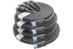 LISEN USB C to USB C Charger Cable [60W/4-Pack] iPhone 17 Type C Charger Cable Fast Charging Switch 2, USBC to USBC for iPhone 16e 15 Pro Max, iPad Pro Air, Samsung Galaxy S25, Pixel[0.5M+1M+2M+2M]