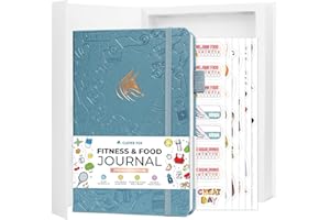 Clever Fox Fitness and Food Journal Premium – Guided Daily Workout, Meal & Weight Loss Tracker for Women & Men – Exercise Diet Planner (Aquamarine)