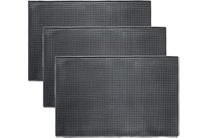 Homtone - Set di 3 tappetini da bar neri, tappetino da cucina e per bicchieri e cocktail per il bancone e il piano di lavoro (45 x 30 cm)